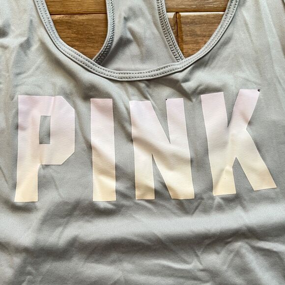 PINK Active Victoria's Secret Tank Top Size S Gray Racerback - Picture 3 of 10